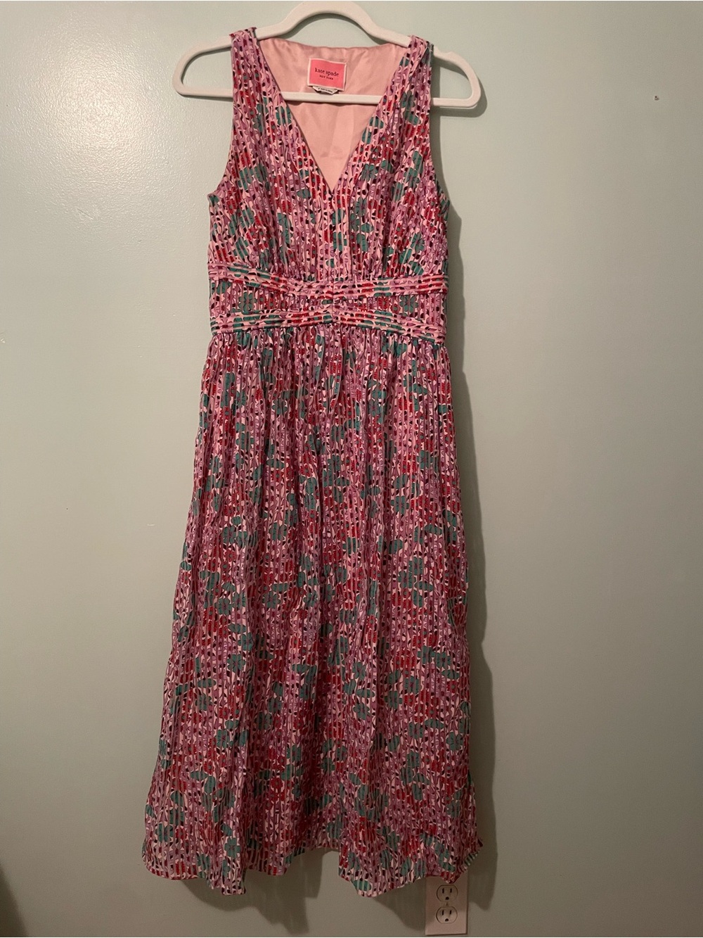 kate spade Pink and Teal Floral V-Neck Maxi Dress